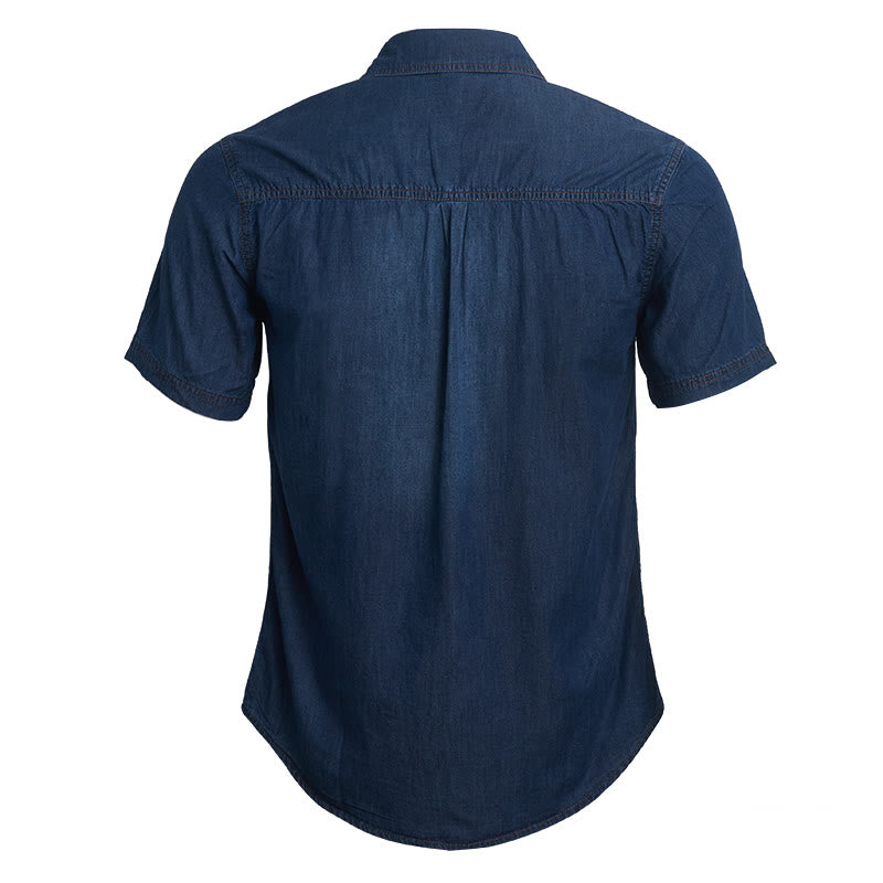 Camicia da uomo casual vintage in denim a maniche corte - image 1