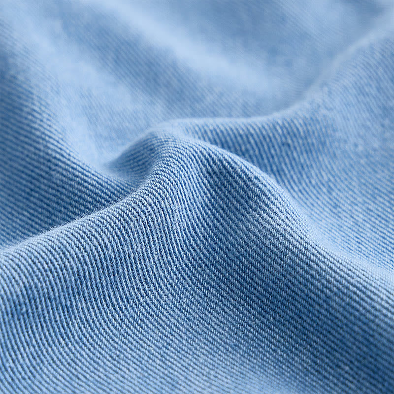 Camicia da uomo casual a maniche lunghe in denim con bottoni, vestibilità ampia - image 6