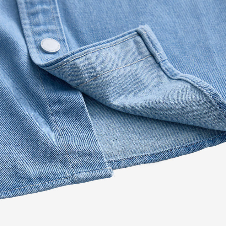 Camicia da uomo casual a maniche lunghe in denim con bottoni, vestibilità ampia - image 5