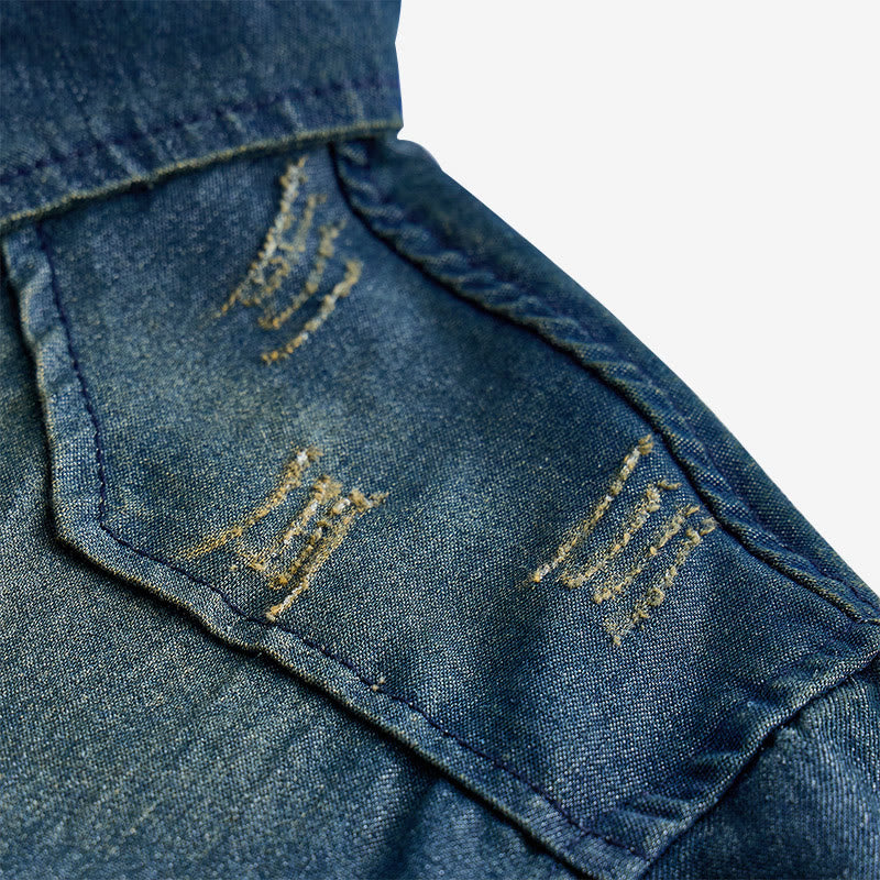 Camicia da uomo slim fit a maniche lunghe in denim con bottoni - image 5