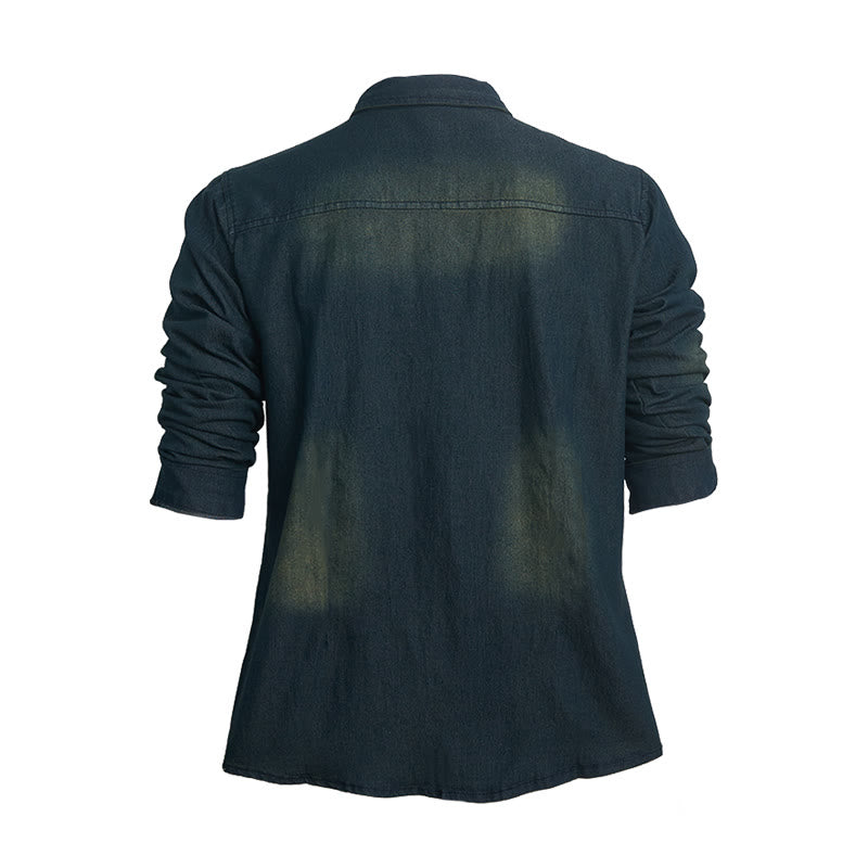 Camicia da uomo slim fit a maniche lunghe in denim con bottoni - image 1