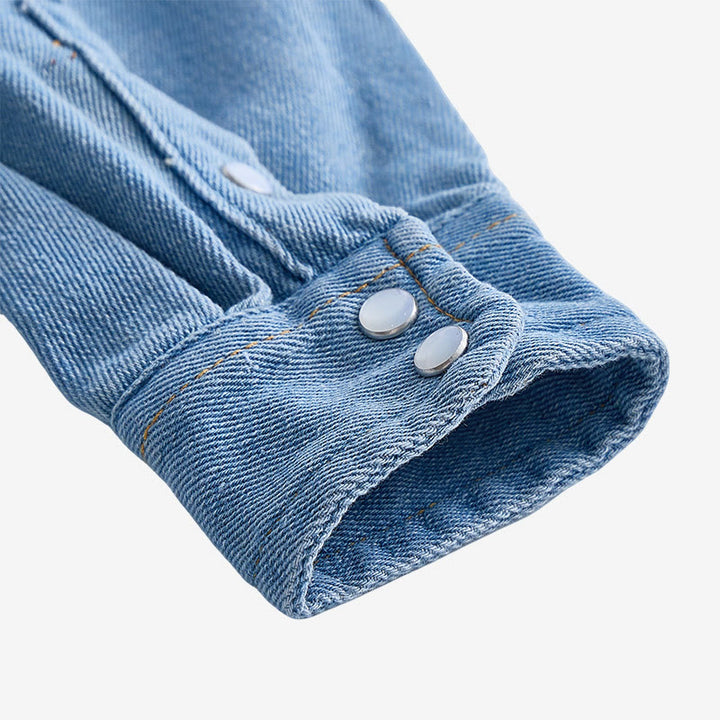 Camicia da uomo in denim a maniche lunghe con dettagli effetto usurato - image 7