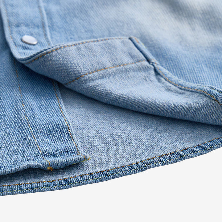 Camicia da uomo in denim a maniche lunghe con dettagli effetto usurato - image 6