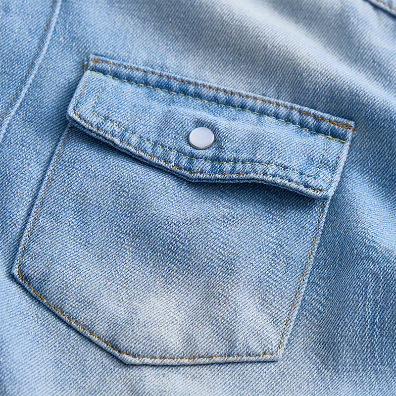 Camicia da uomo in denim a maniche lunghe con dettagli effetto usurato - image 4