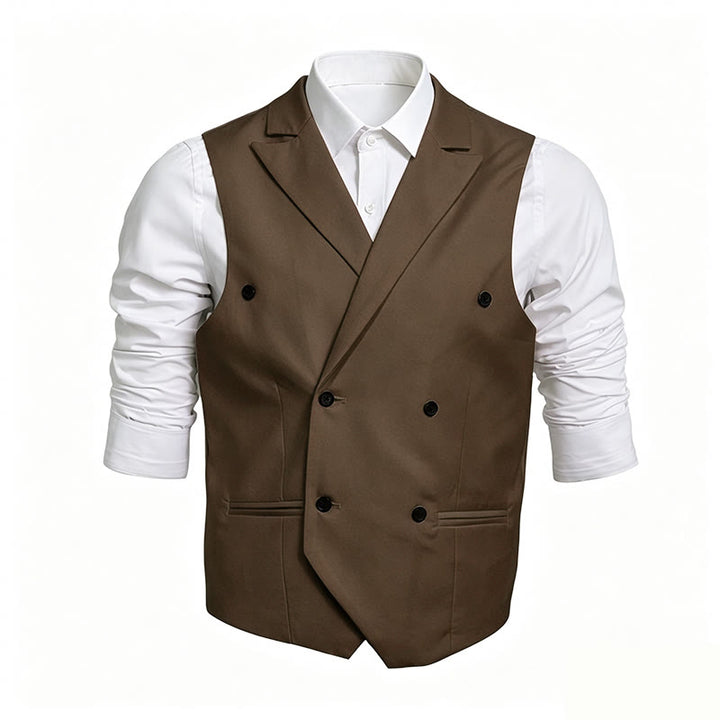 Gilet elegante da uomo a doppio petto, vestibilità slim. - Caffè - 6XL - image 5