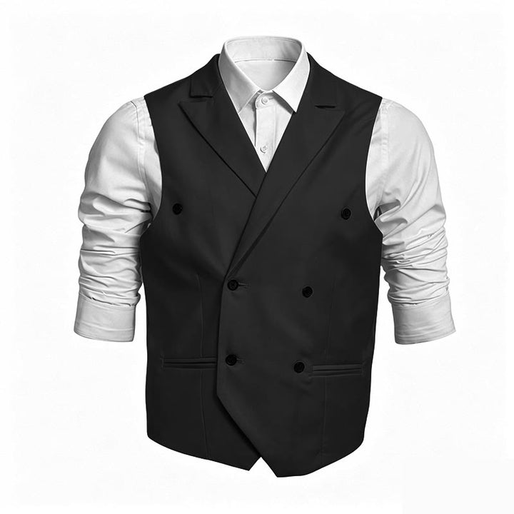 Gilet elegante da uomo a doppio petto, vestibilità slim. - Nero - 6XL - image 2