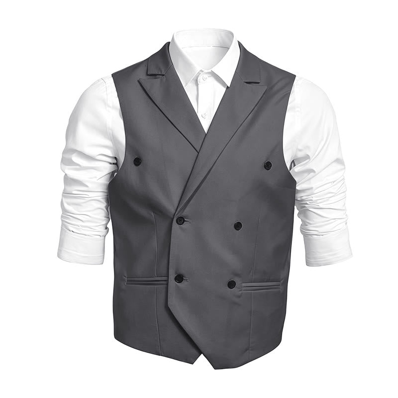 Gilet elegante da uomo a doppio petto, vestibilità slim. - Grigio - 6XL - image 3