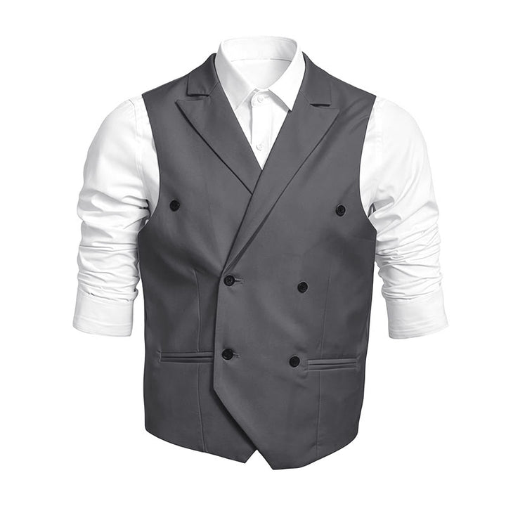 Gilet elegante da uomo a doppio petto, vestibilità slim. - Grigio - 6XL - image 3