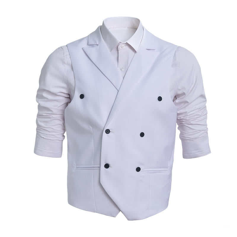 Gilet elegante da uomo a doppio petto, vestibilità slim. - Bianco - 6XL - image 0