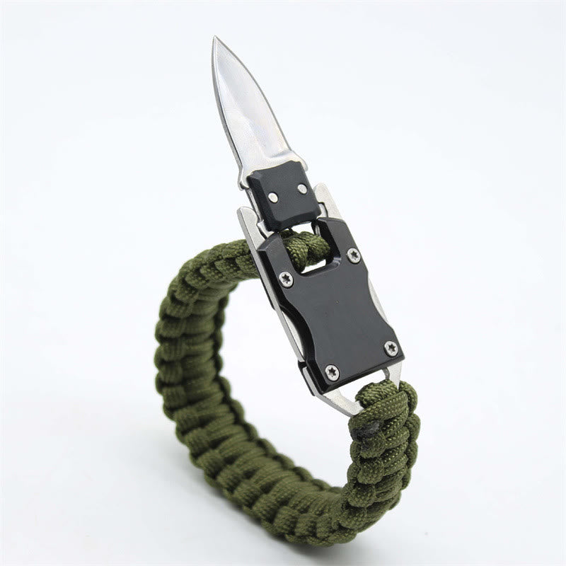 Braccialetto di sopravvivenza multifunzionale con coltello nascosto e cordino in paracord per emergenze. - Verde militare - image 2