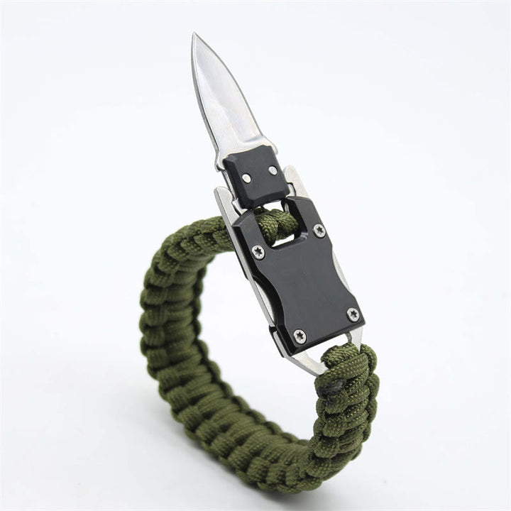 Braccialetto di sopravvivenza multifunzionale con coltello nascosto e cordino in paracord per emergenze. - Verde militare - image 2