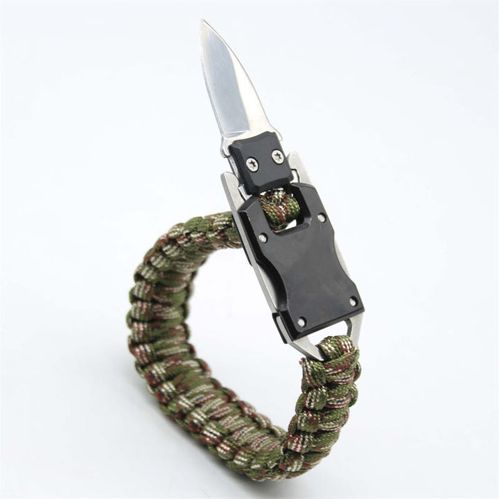 Braccialetto di sopravvivenza multifunzionale con coltello nascosto e cordino in paracord per emergenze. - mimetica verde militare - image 0