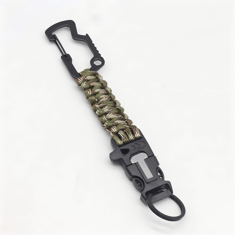 Braccialetto di sopravvivenza portatile in paracord per soccorso d'emergenza - mimetica verde militare - image 2