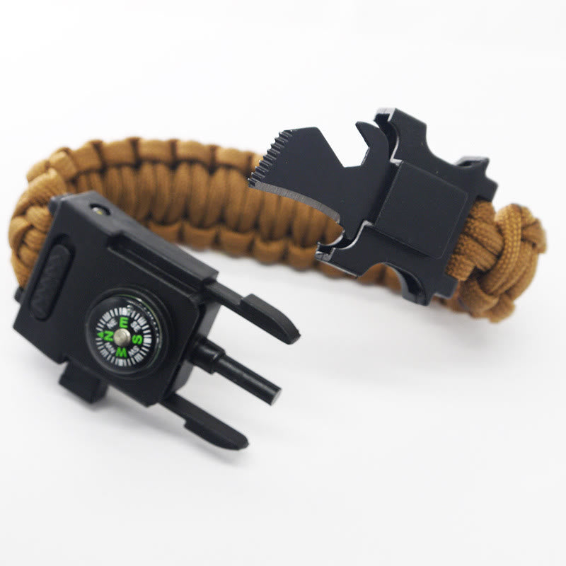 Braccialetto di sopravvivenza in paracord con luce LED per soccorso d'emergenza. - Marrone - image 5