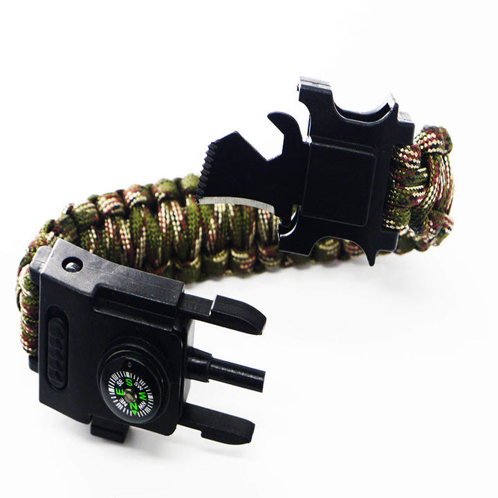 Braccialetto di sopravvivenza in paracord con luce LED per soccorso d'emergenza. - mimetica rossa e verde - image 4