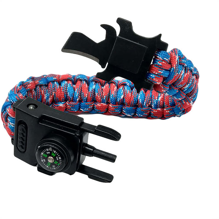 Braccialetto di sopravvivenza in paracord con luce LED per soccorso d'emergenza. - mimetica rossa e blu - image 11