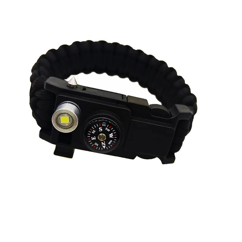 Braccialetto in paracord per sopravvivenza con bussola a LED leggera e kit di emergenza. - Nero - image 1