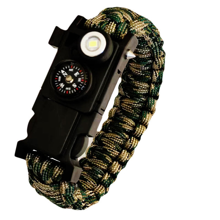 Braccialetto in paracord per sopravvivenza con bussola a LED leggera e kit di emergenza. - mimetismo forestale - image 2