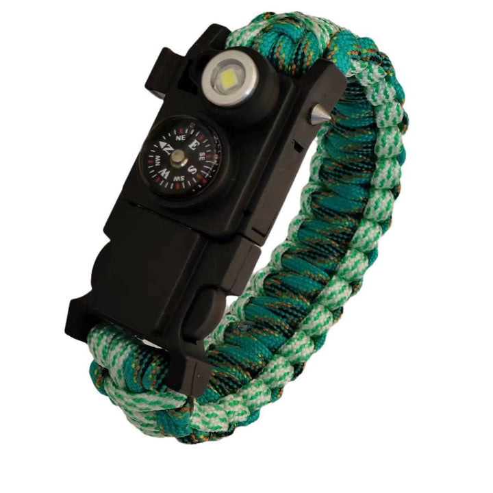 Braccialetto in paracord per sopravvivenza con bussola a LED leggera e kit di emergenza. - mimetica blu e verde - image 8