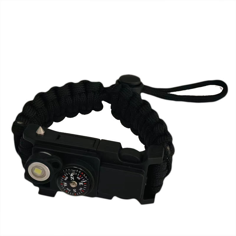 Braccialetto in paracord per sopravvivenza con bussola a LED leggera e kit di emergenza. - Regolabile, nero - image 11