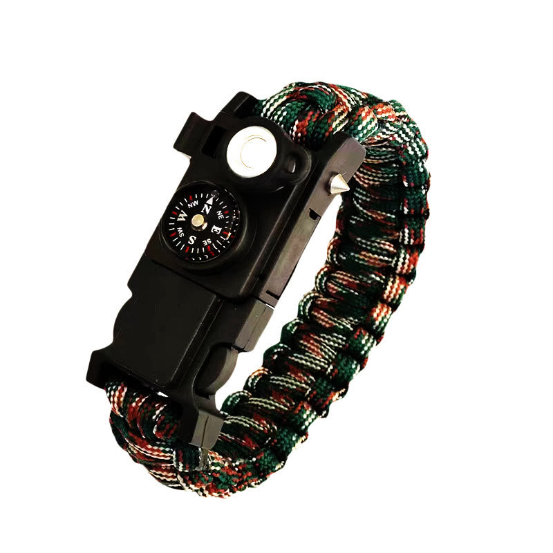 Braccialetto in paracord per sopravvivenza con bussola a LED leggera e kit di emergenza. - mimetica da montagna - image 3