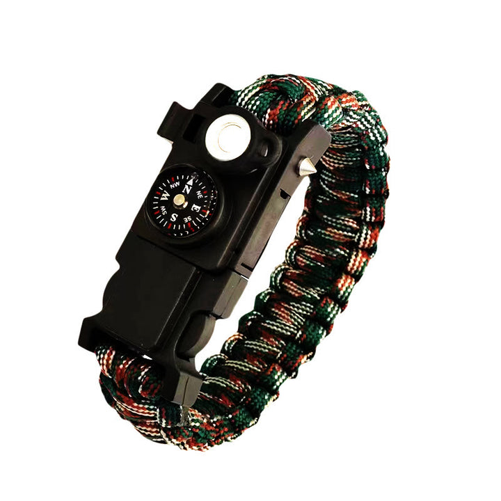 Braccialetto in paracord per sopravvivenza con bussola a LED leggera e kit di emergenza. - mimetica da montagna - image 3