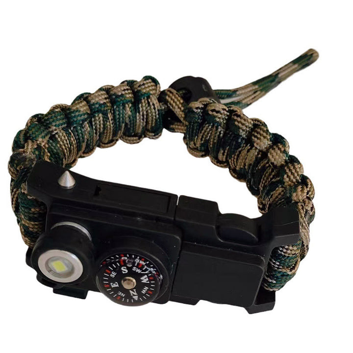Braccialetto in paracord per sopravvivenza con bussola a LED leggera e kit di emergenza. - mimetica forestale regolabile - image 15