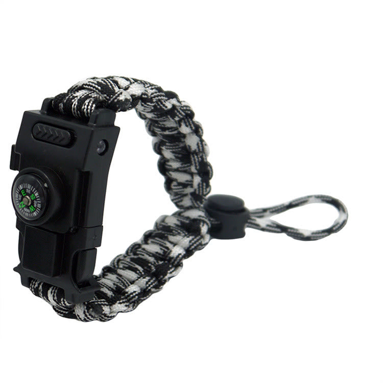 Braccialetto multifunzionale in paracord con LED per la sopravvivenza all'aperto - Camouflage bianco e nero retrattile - image 24