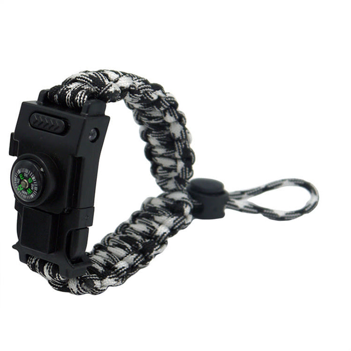 Braccialetto multifunzionale in paracord con LED per la sopravvivenza all'aperto - Camouflage bianco e nero retrattile - image 24