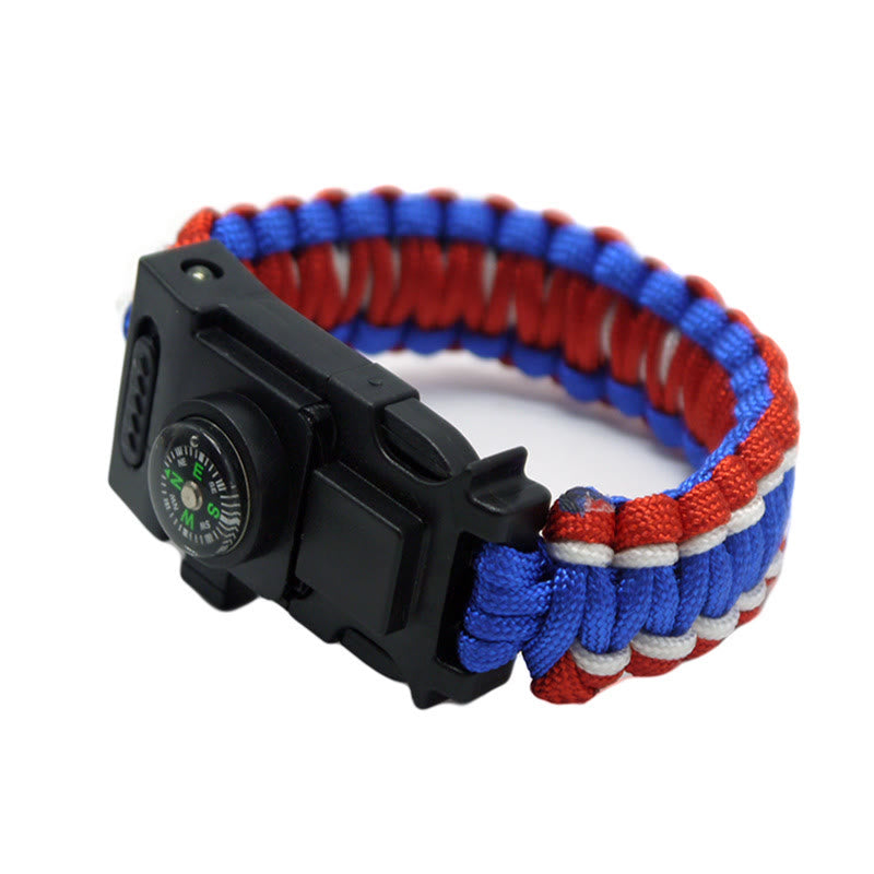 Braccialetto multifunzionale in paracord con LED per la sopravvivenza all'aperto - Rosso, blu e bianco - image 6