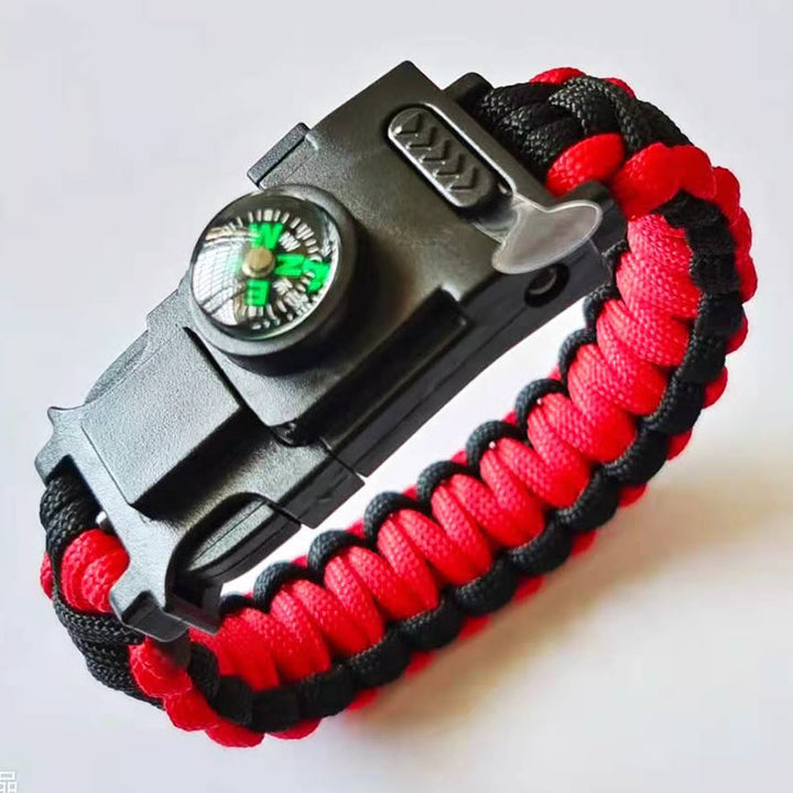 Braccialetto multifunzionale in paracord con LED per la sopravvivenza all'aperto - Nero e rosso - image 17