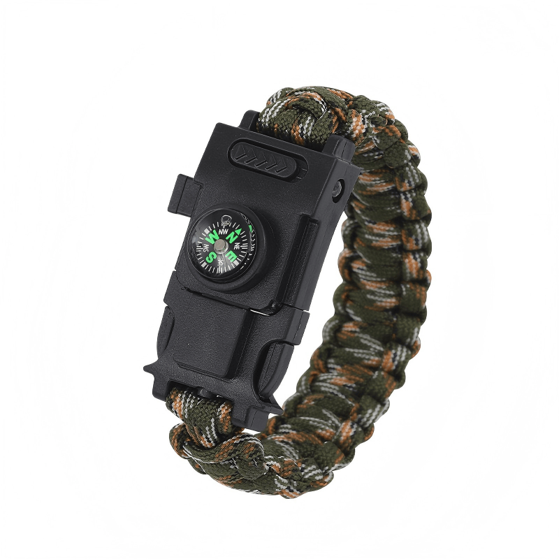 Braccialetto multifunzionale in paracord con LED per la sopravvivenza all'aperto - mimetica verde e arancione - image 18