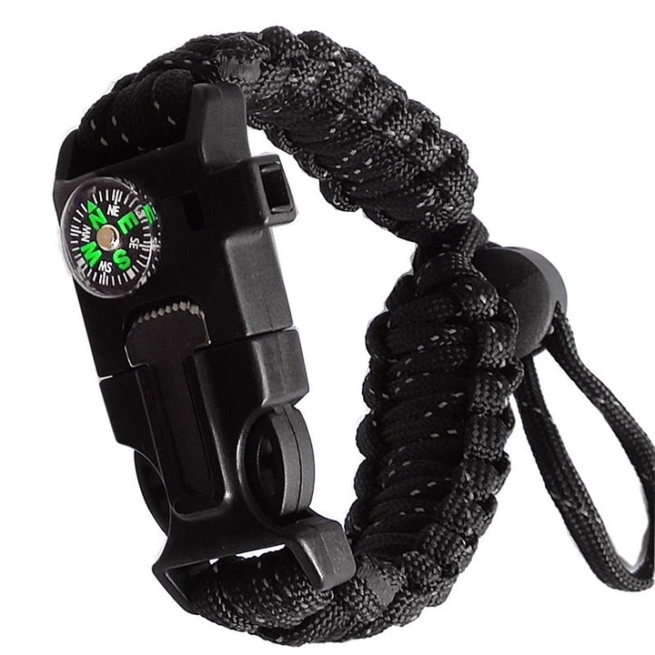 Bussola regolabile, accendifuoco di emergenza, braccialetto di sopravvivenza in paracord - Linea nera e riflettente - image 5