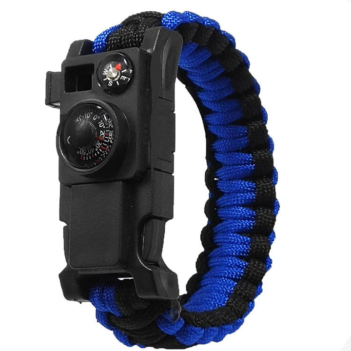 Braccialetto multiuso in paracord per campeggio all'aperto e sopravvivenza. - Nero e blu reale - image 0