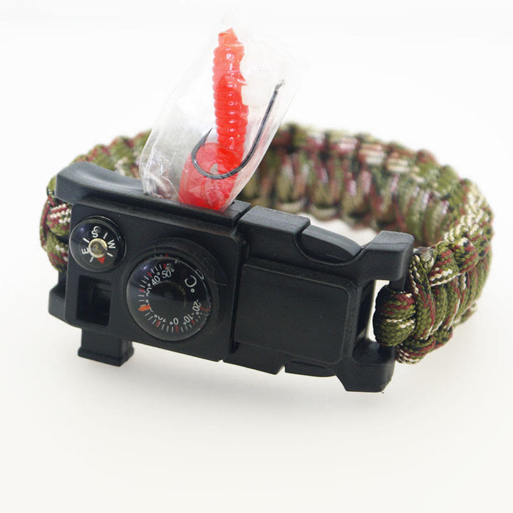 Braccialetto multiuso in paracord per campeggio all'aperto e sopravvivenza. - mimetica verde militare - image 4