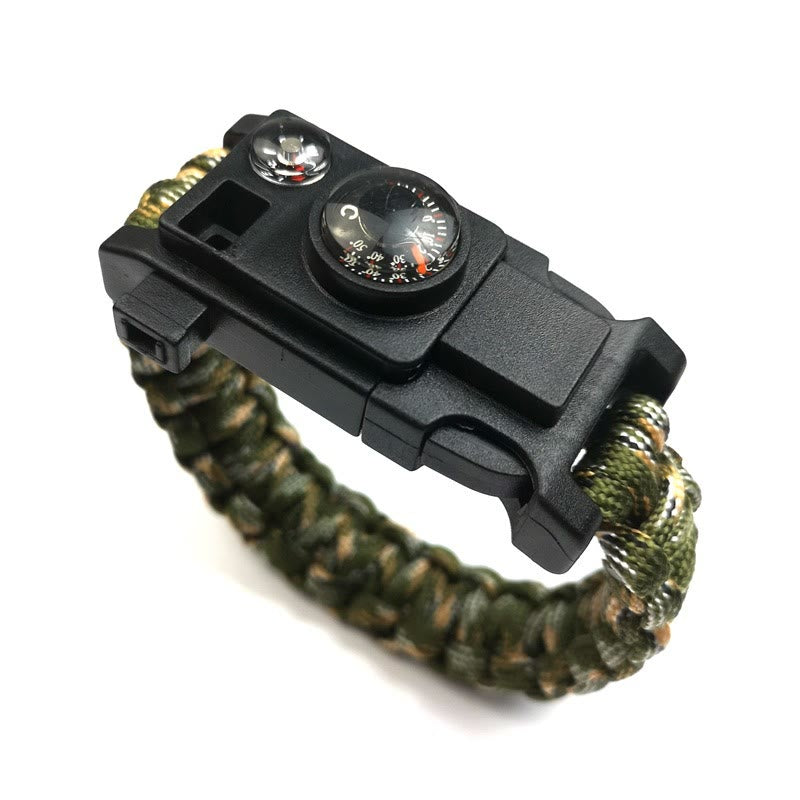 Braccialetto multiuso in paracord per campeggio all'aperto e sopravvivenza. - mimetica verde e arancione - image 16