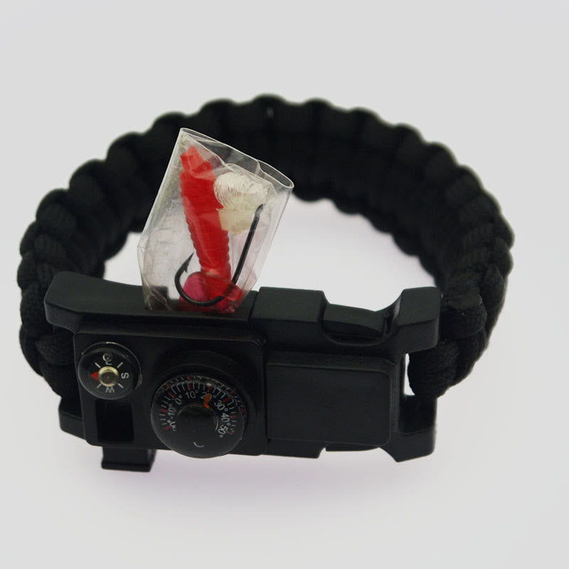 Braccialetto multiuso in paracord per campeggio all'aperto e sopravvivenza. - Nero - image 1