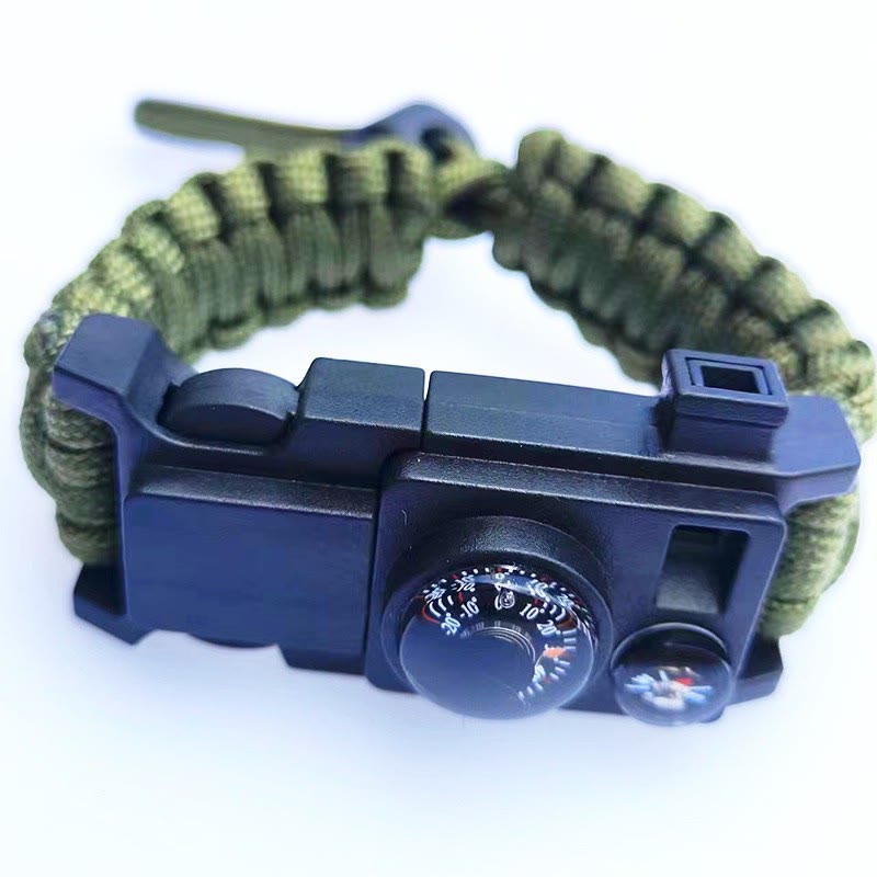Braccialetto multiuso in paracord per campeggio all'aperto e sopravvivenza. - Regolabile, verde militare - image 18