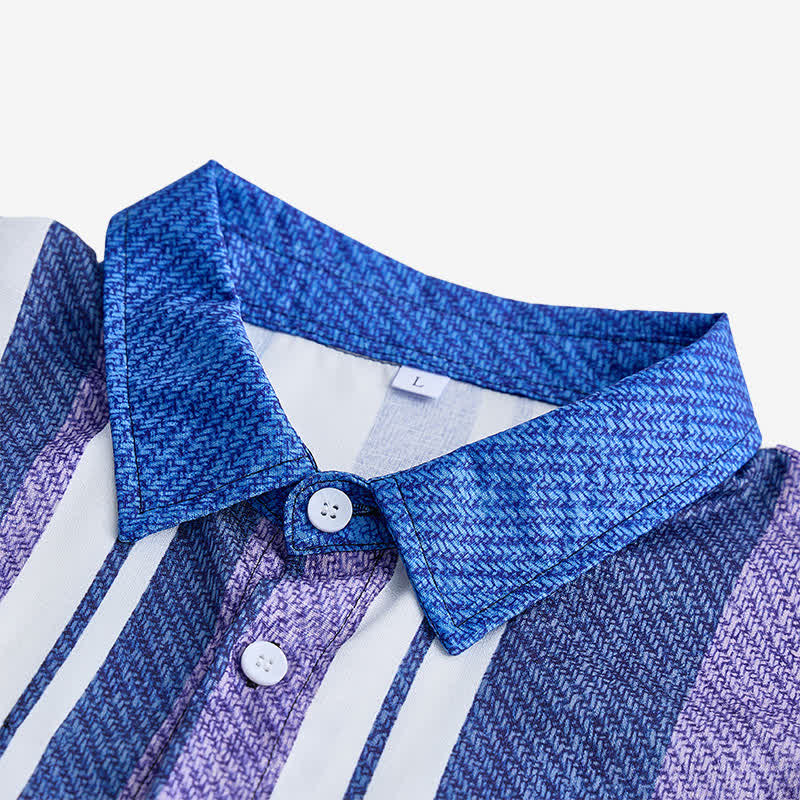 Camicia da uomo a maniche lunghe a righe blu in stile cowboy retrò - image 4