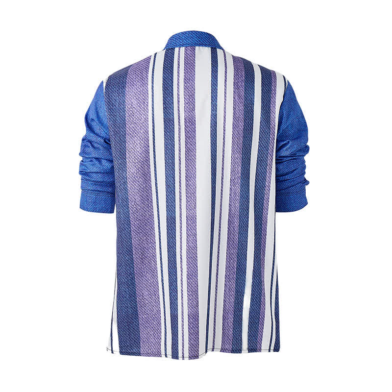Camicia da uomo a maniche lunghe a righe blu in stile cowboy retrò - image 9