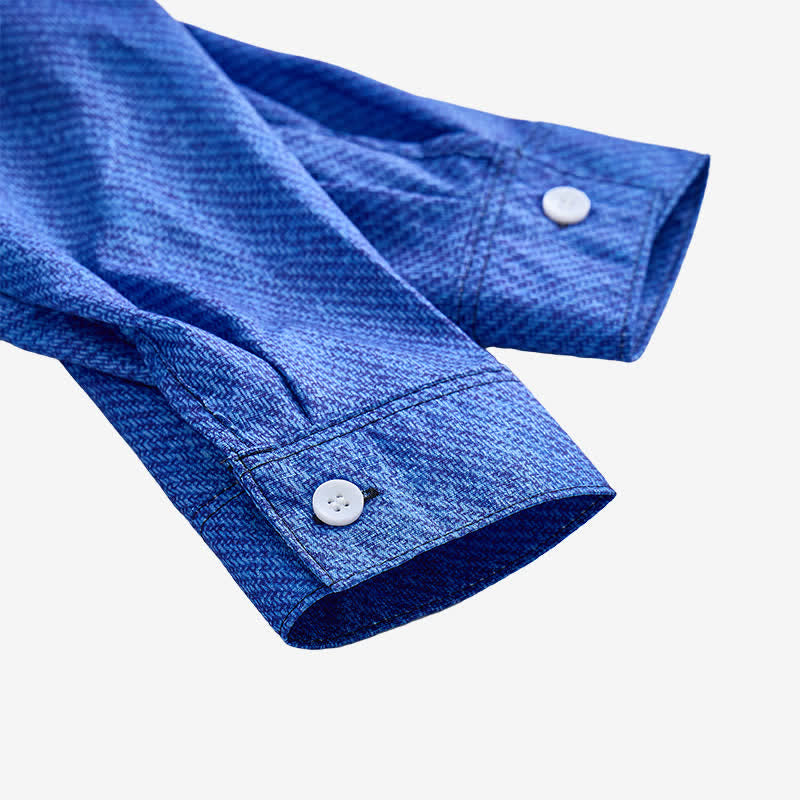 Camicia da uomo a maniche lunghe a righe blu in stile cowboy retrò - image 7