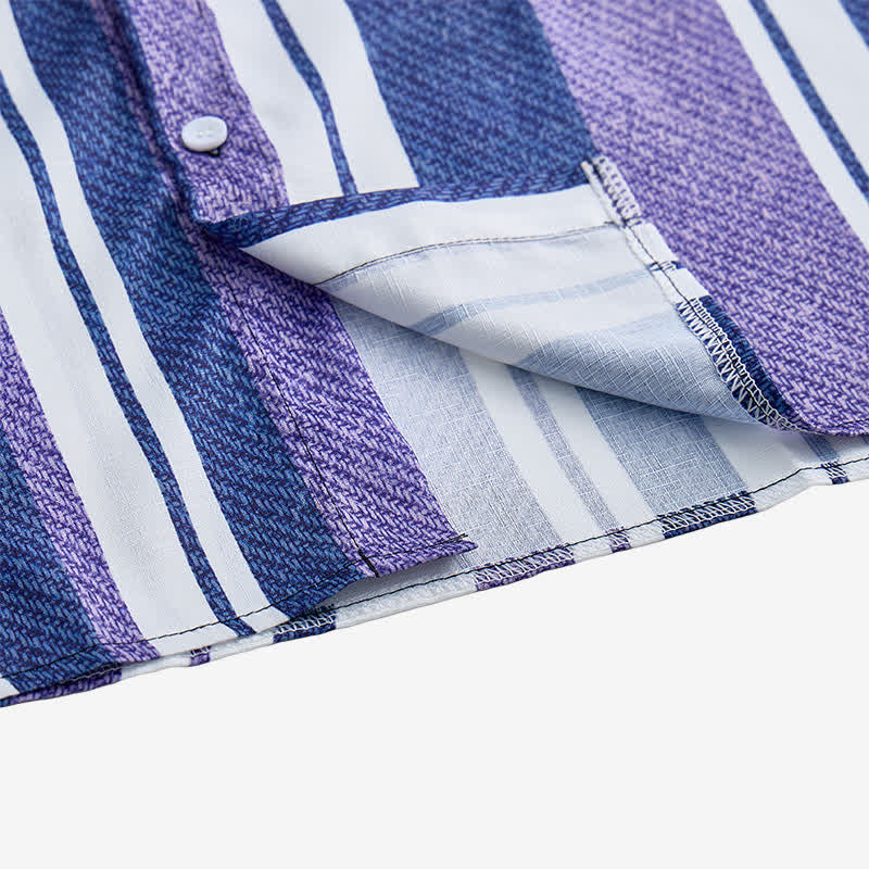 Camicia da uomo a maniche lunghe a righe blu in stile cowboy retrò - image 6