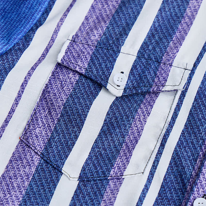Camicia da uomo a maniche lunghe a righe blu in stile cowboy retrò - image 5