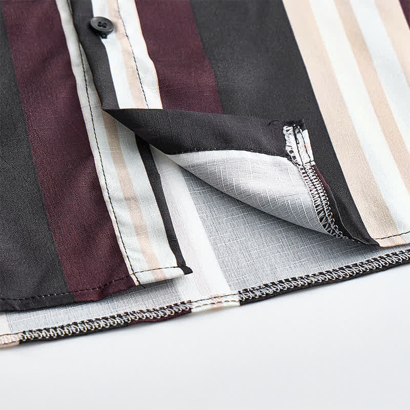 Camicia da uomo a maniche lunghe a righe verticali in stile western, bordeaux e grigio. - image 6