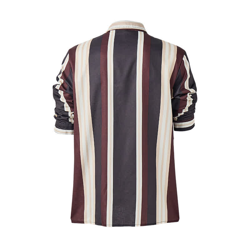 Camicia da uomo a maniche lunghe a righe verticali in stile western, bordeaux e grigio. - image 9