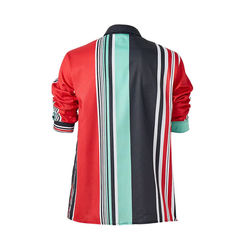 Camicia da uomo a maniche lunghe con motivo a righe multicolore a blocchi. - image 9