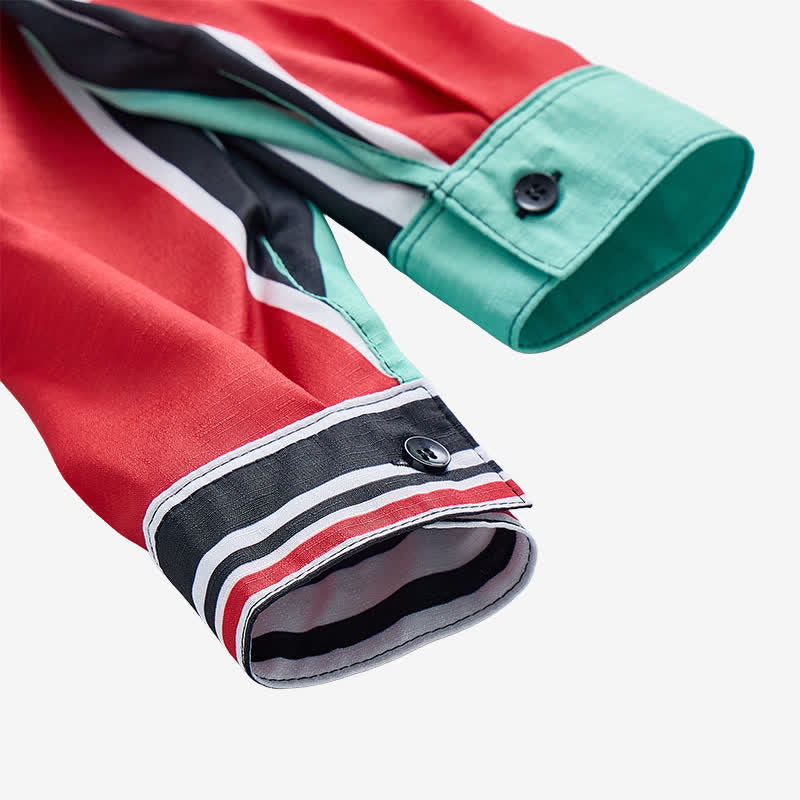 Camicia da uomo a maniche lunghe con motivo a righe multicolore a blocchi. - image 7