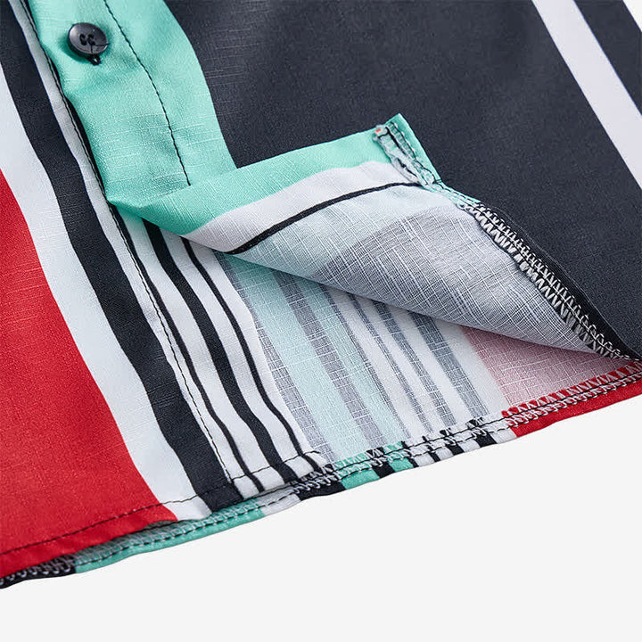 Camicia da uomo a maniche lunghe con motivo a righe multicolore a blocchi. - image 6