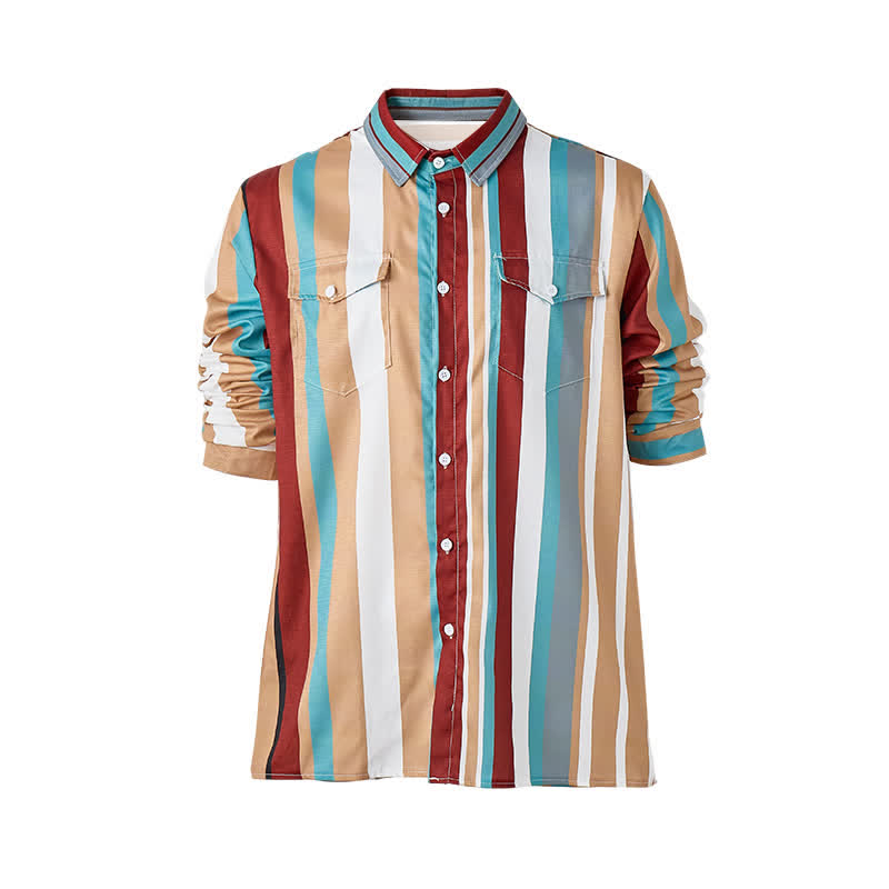 Camicia da lavoro da uomo a maniche lunghe con righe verticali, resistente e adatta per il ranch. - image 9