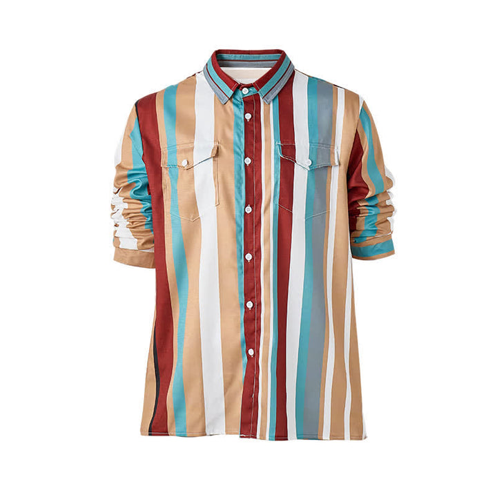 Camicia da lavoro da uomo a maniche lunghe con righe verticali, resistente e adatta per il ranch. - image 9